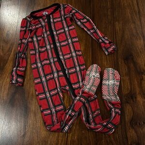 Kickee Pants Size 5 Christmas Plaid Footie PJ